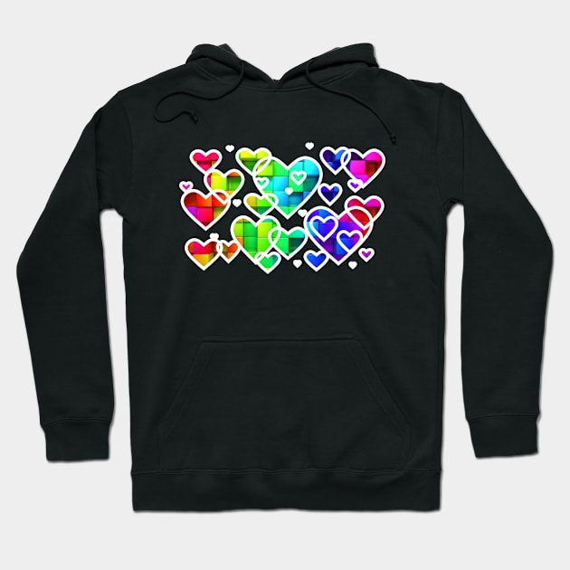 Rainbow hearts white Hoodie by Thirrin